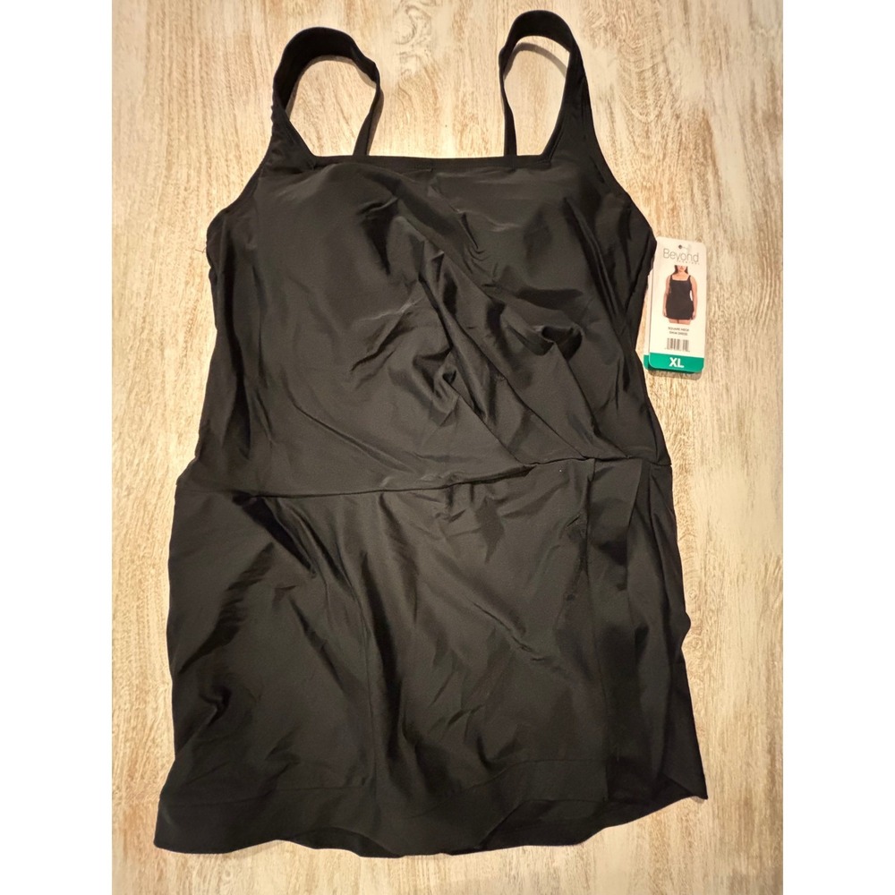 Beyond Control XL Square Neck Swim Dress Womens Black - Picture 2 of 8